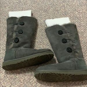 Grey ugg button boots